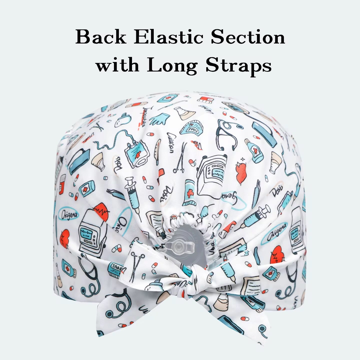 [3-Pack] Premium Button Scrub Caps Set | Anti-Ear Pain Medical & Dental Caps with Inner Sweatband