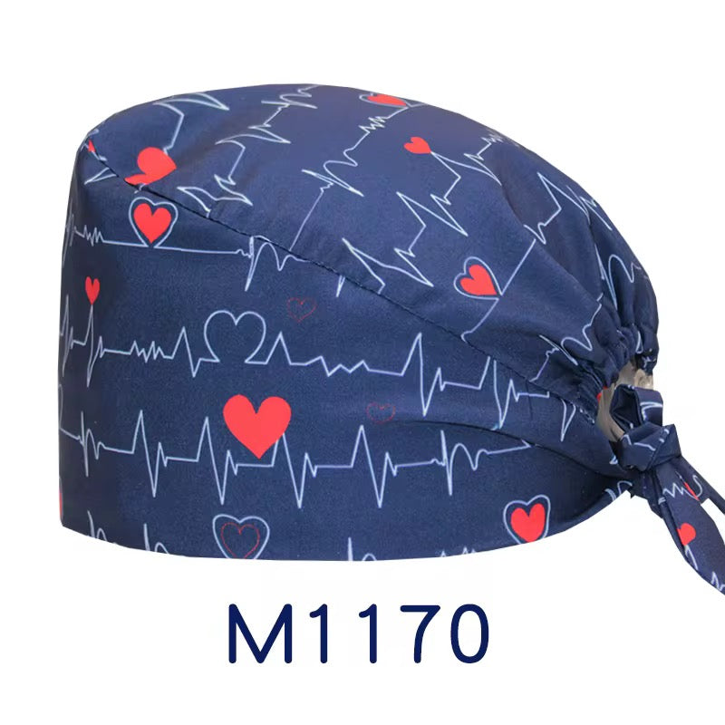 [3-Pack] Premium Button Scrub Caps Set | Anti-Ear Pain Medical & Dental Caps with Inner Sweatband