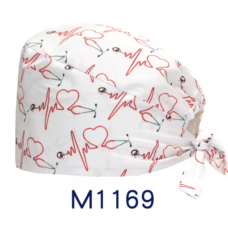[3-Pack] Premium Button Scrub Caps Set | Anti-Ear Pain Medical & Dental Caps with Inner Sweatband