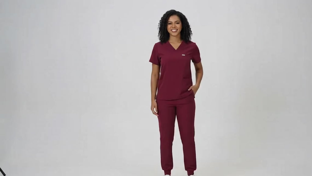 audelia's Collections Women’s Premium Jogger Scrub Set – V-Neck Top & Cargo Pants