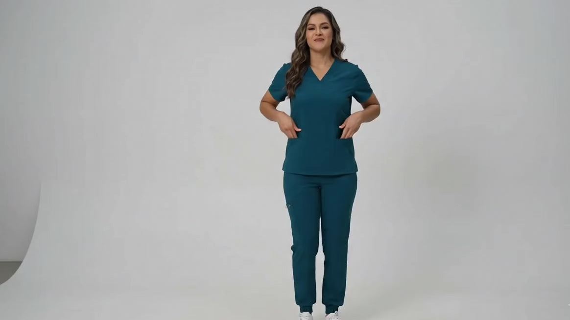 audelia's Collections Women’s Premium Jogger Scrub Set – V-Neck Top & Cargo Pants