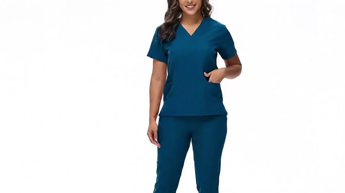 audelia's Collections Women’s Premium Jogger Scrub Set – V-Neck Top & Cargo Pants